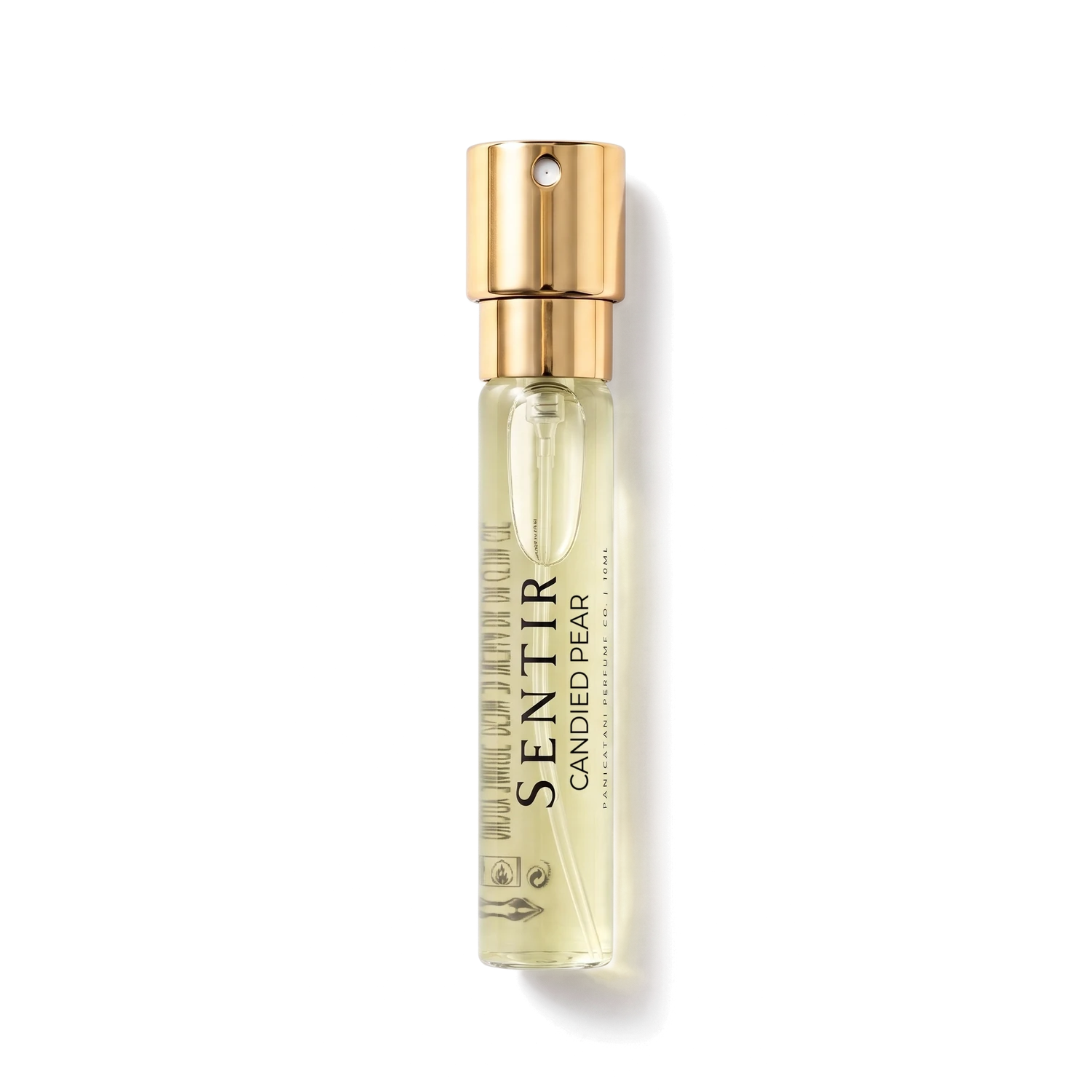 Sentir Parfum Candied Pear , flacone da 10 ml extrait de parfum con fondo trasparente