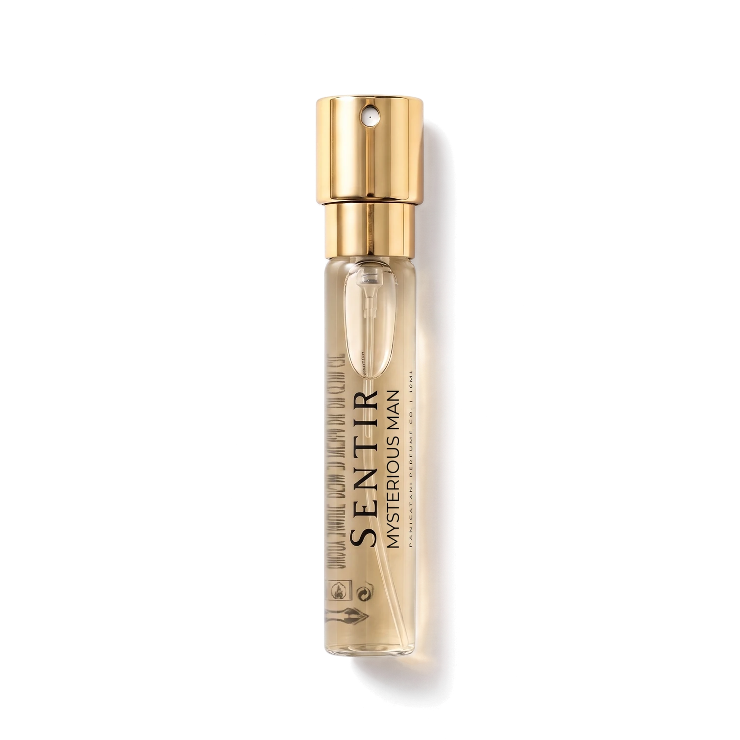 Sentir Parfum Mysterious Man 10ml extrait de parfum flesje met transparante achtergrond