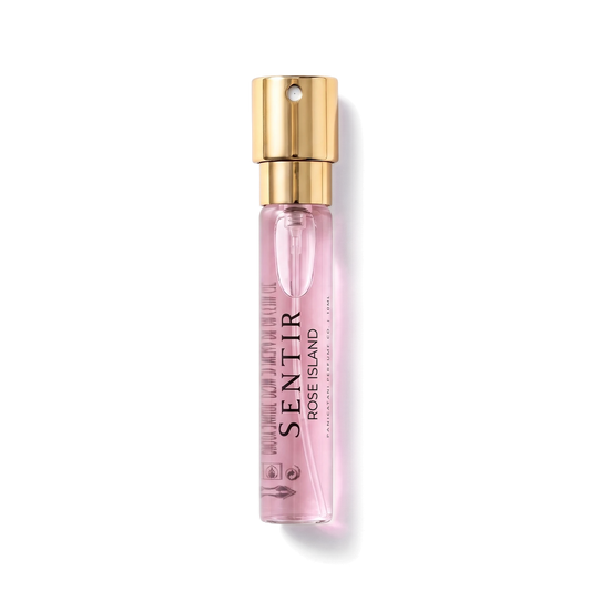 Sentir Parfum Rose Island 10ml extrait de parfum flesje met transparante achtergrond